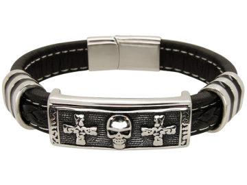 Armband Skull aus Leder mit Verlängerung